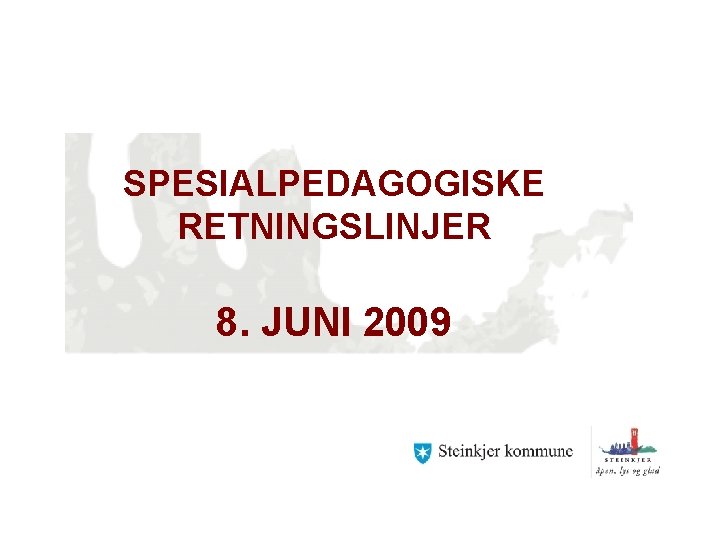 SPESIALPEDAGOGISKE RETNINGSLINJER 8. JUNI 2009 