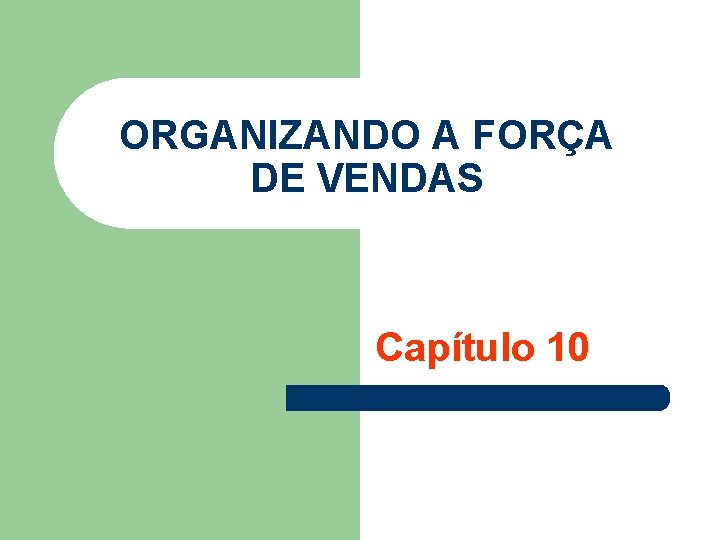 ORGANIZANDO A FORÇA DE VENDAS Capítulo 10 