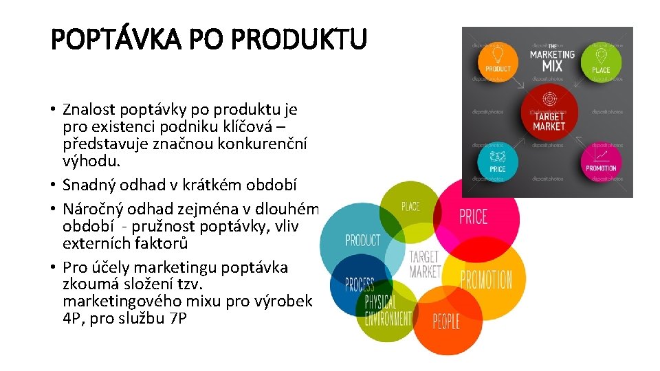 POPTÁVKA PO PRODUKTU • Znalost poptávky po produktu je pro existenci podniku klíčová –