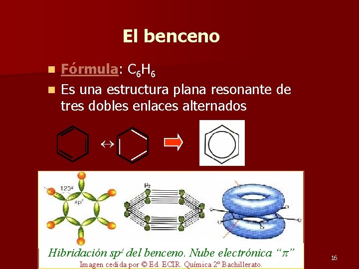 El benceno Fórmula: C 6 H 6 n Es una estructura plana resonante de