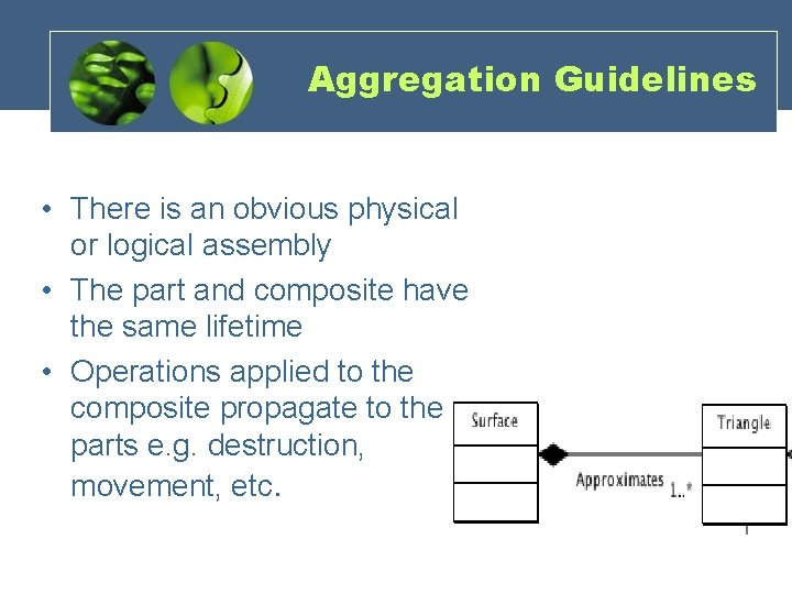 Aggregation Guidelines • There is an obvious physical or logical assembly • The part Aggregation Guidelines • There is an obvious physical or logical assembly • The part