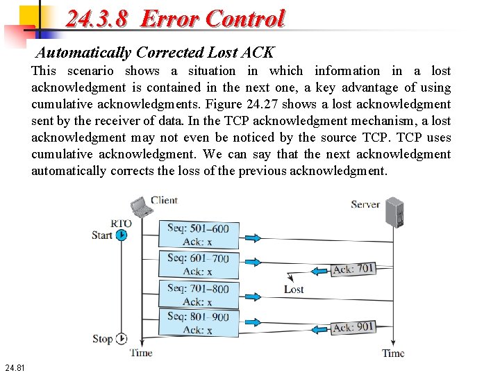 24. 3. 8 Error Control Automatically Corrected Lost ACK This scenario shows a situation