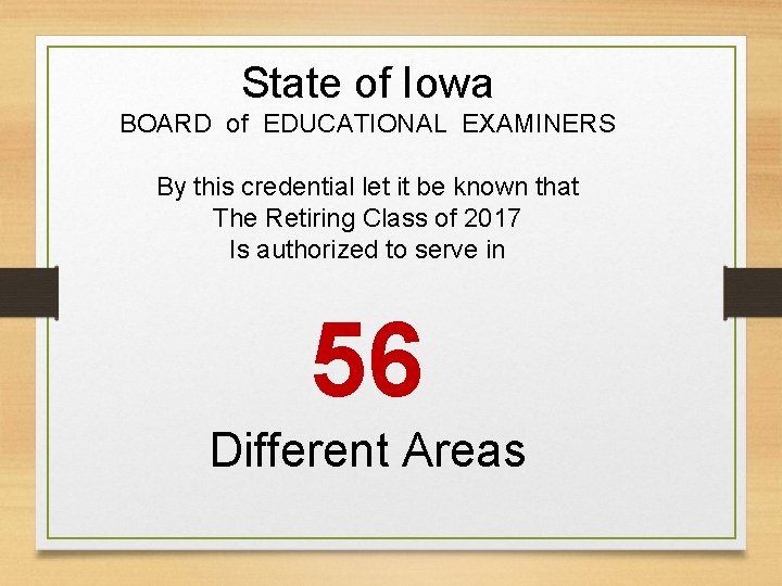 State of Iowa BOARD of EDUCATIONAL EXAMINERS By this credential let it be known