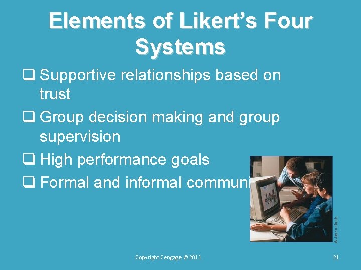 Elements of Likert’s Four Systems © Jason Harris q Supportive relationships based on trust