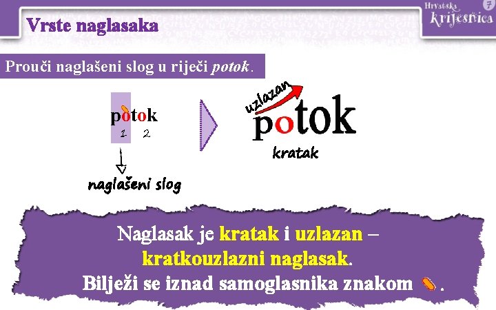 Vrste naglasaka Prouči naglašeni slog u riječi potok 1 2 n a z a Vrste naglasaka Prouči naglašeni slog u riječi potok 1 2 n a z a