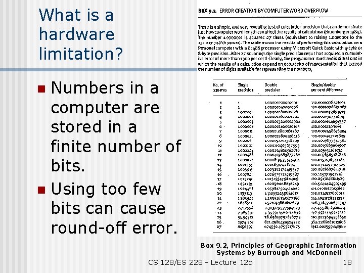 What is a hardware limitation? Numbers in a computer are stored in a finite