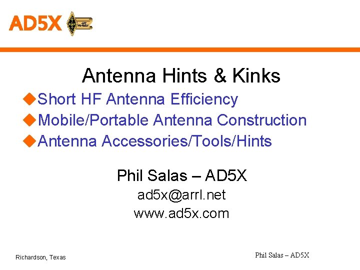 AD 5 X Antenna Hints & Kinks u. Short HF Antenna Efficiency u. Mobile/Portable