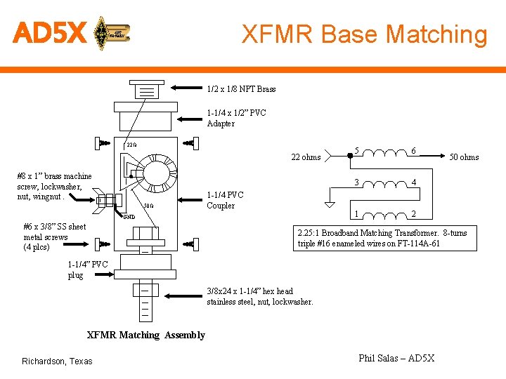 AD 5 X XFMR Base Matching 1/2 x 1/8 NPT Brass 1 -1/4 x