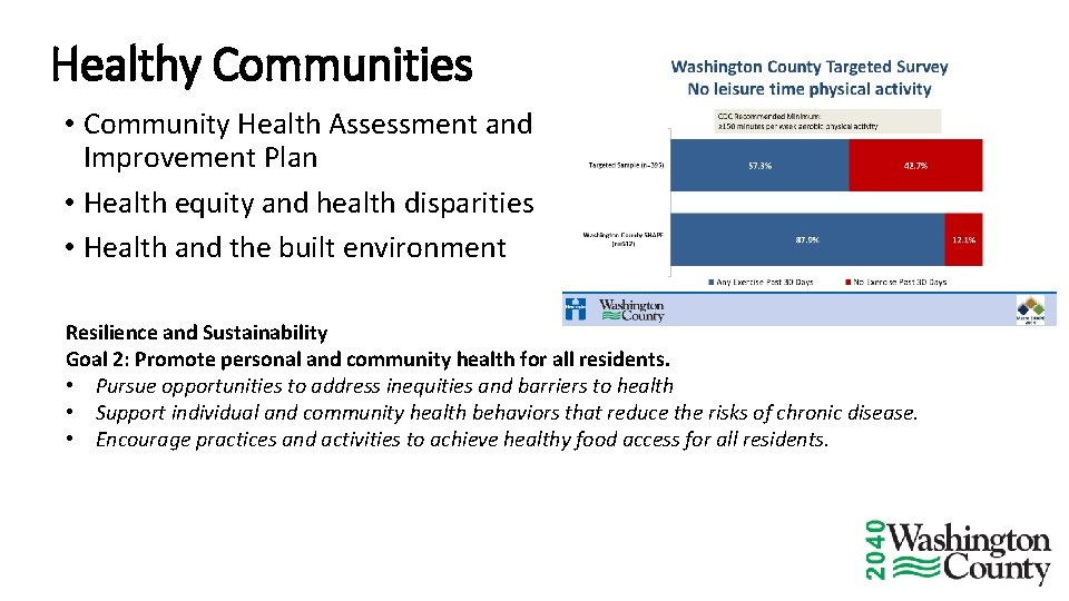 Healthy Communities • Community Health Assessment and Improvement Plan • Health equity and health