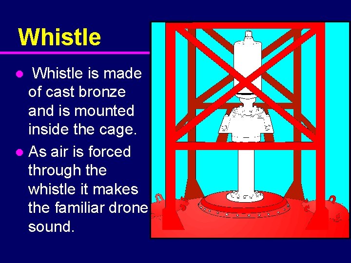 Whistle is made of cast bronze and is mounted inside the cage. l As