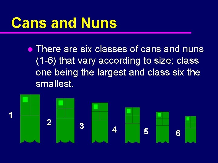 Cans and Nuns l 1 There are six classes of cans and nuns (1