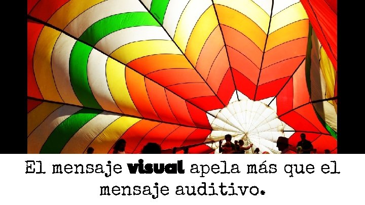 El mensaje visual apela más que el mensaje auditivo. El mensaje visual apela más que el mensaje auditivo.
