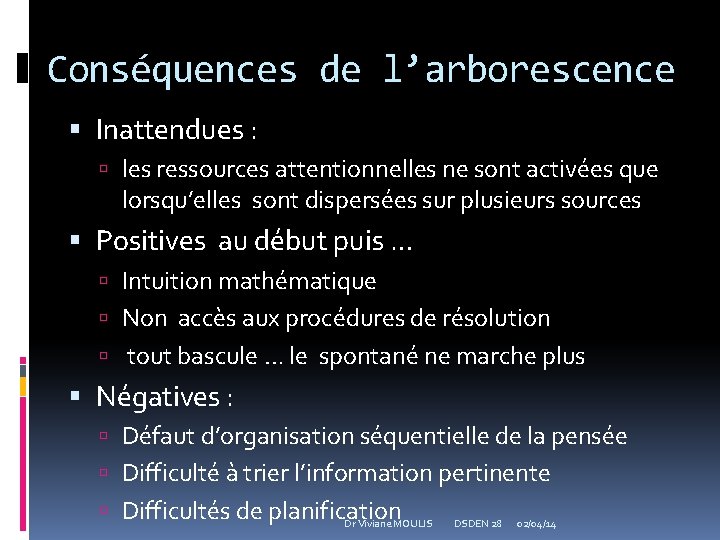 Conséquences de l’arborescence Inattendues : les ressources attentionnelles ne sont activées que lorsqu’elles sont