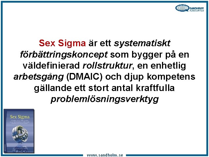 Sex Sigma är ett systematiskt förbättringskoncept som bygger på en väldefinierad rollstruktur, en enhetlig