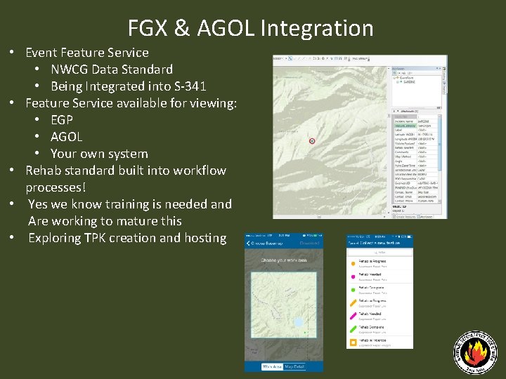 FGX & AGOL Integration • Event Feature Service • NWCG Data Standard • Being