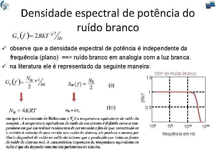 Densidade espectral de potência do ruído branco ü observe que a densidade espectral de