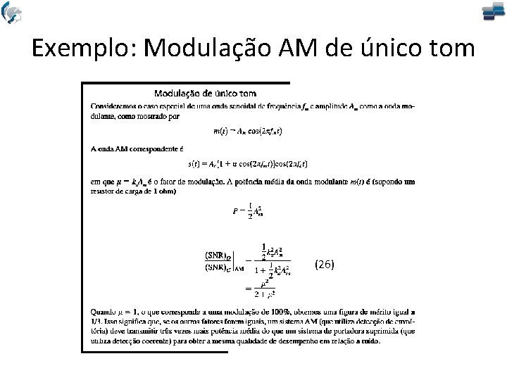 Exemplo: Modulação AM de único tom (26) 