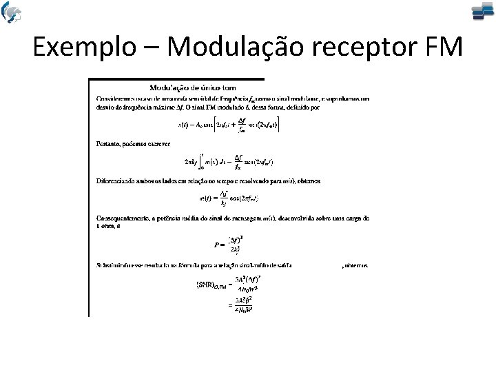 Exemplo – Modulação receptor FM 