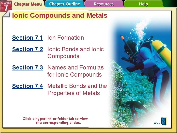 Ionic Compounds and Metals Section 7. 1 Ion Formation Section 7. 2 Ionic Bonds