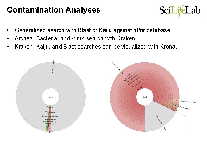 Contamination Analyses • Generalized search with Blast or Kaiju against nt/nr database • Archea,