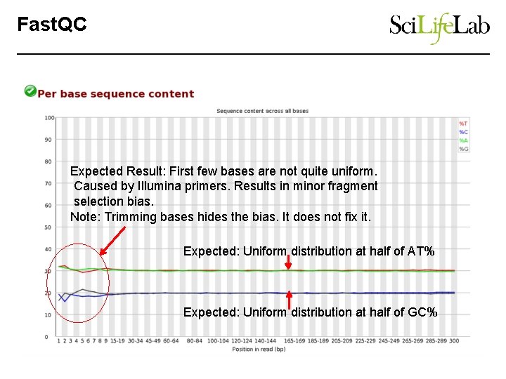 Fast. QC Expected Result: First few bases are not quite uniform. Caused by Illumina