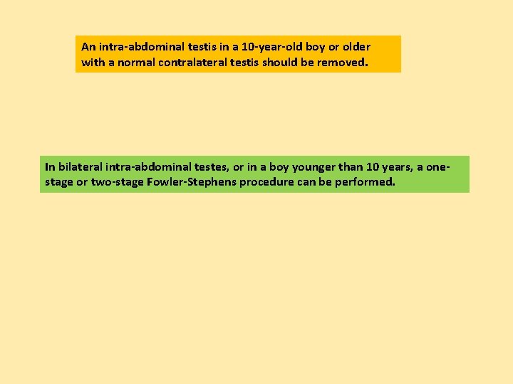 An intra-abdominal testis in a 10 -year-old boy or older with a normal contralateral