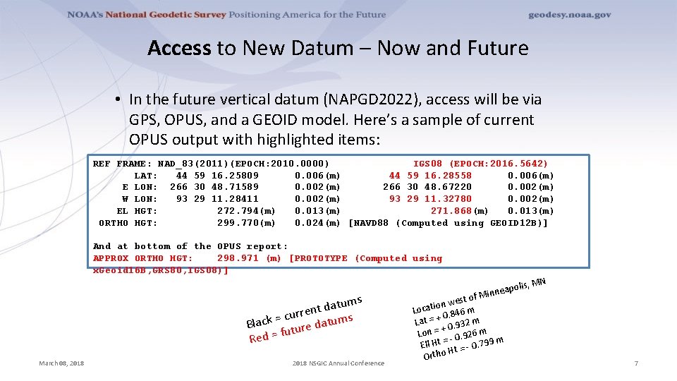 Access to New Datum – Now and Future • In the future vertical datum