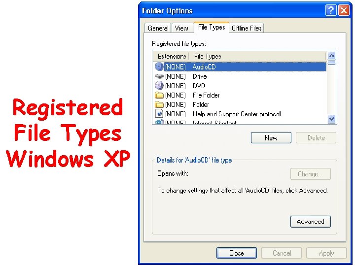 Registered File Types Windows XP 