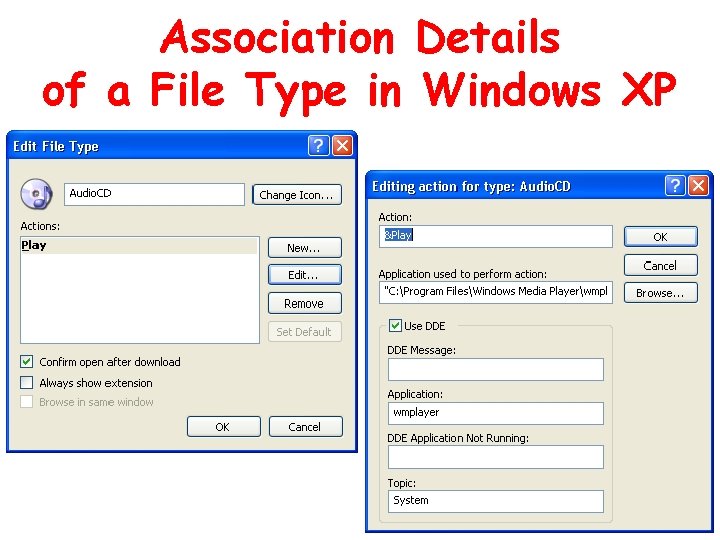 Association Details of a File Type in Windows XP 