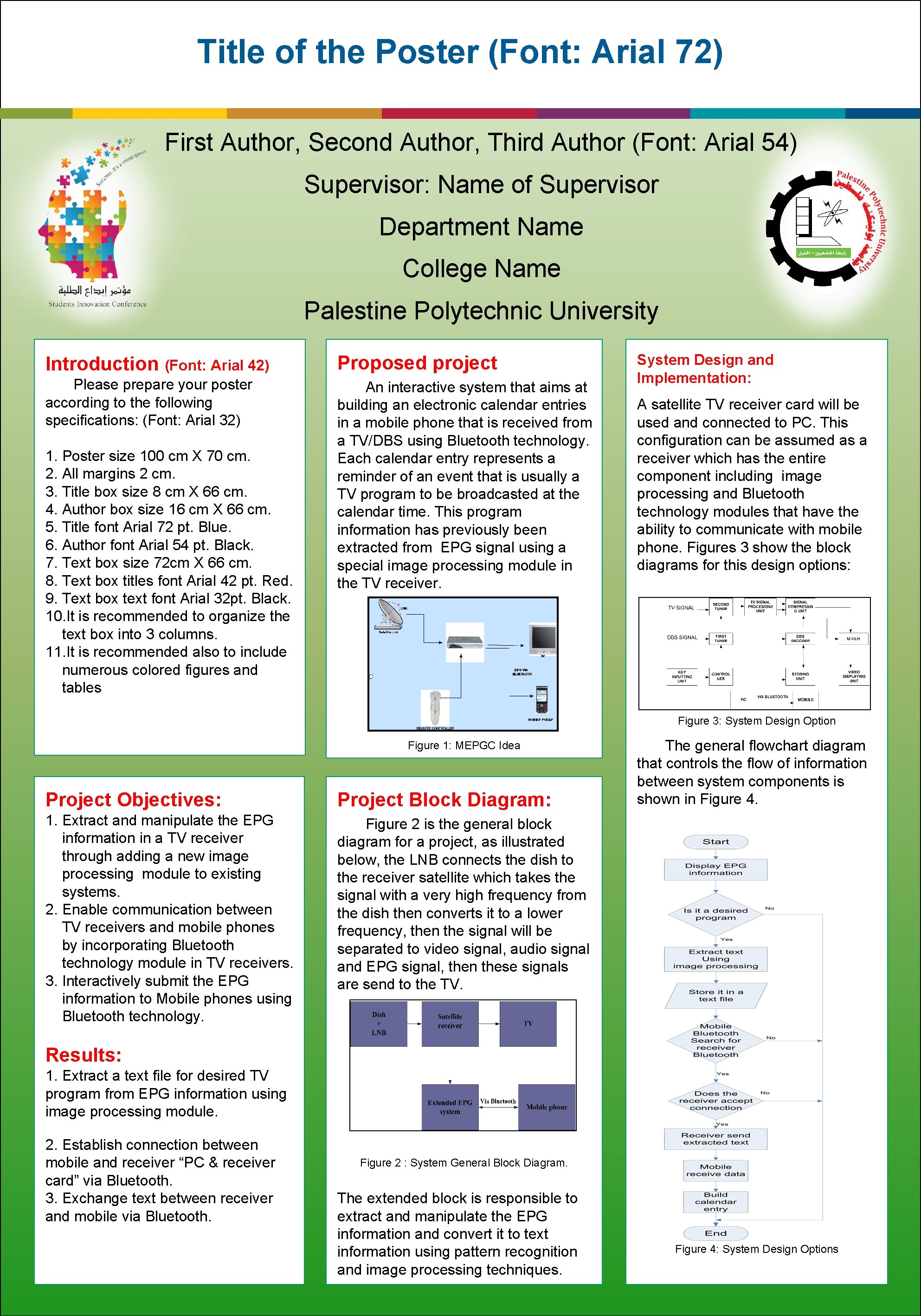 Title of the Poster (Font: Arial 72) First Author, Second Author, Third Author (Font: