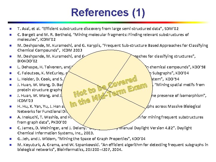 References (1) n n n n T. Asai, et al. “Efficient substructure discovery from