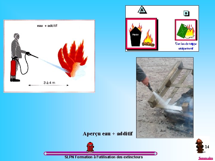 Aperçu eau + additif 14 SLPN Formation à l’utilisation des extincteurs Sommaire 