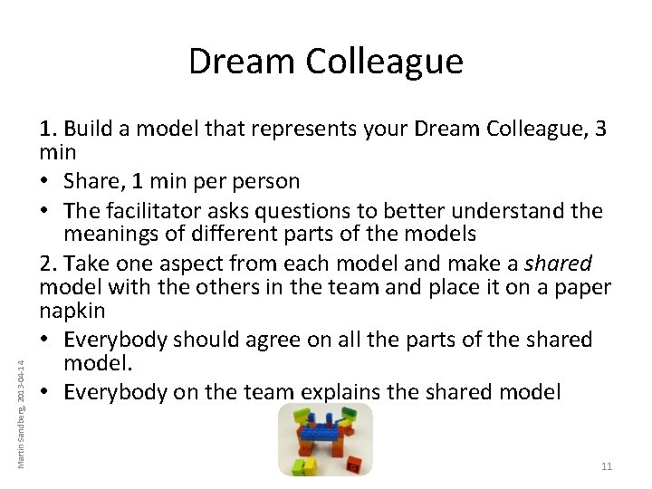 Martin Sandberg, 2013 -04 -14 Dream Colleague 1. Build a model that represents your Martin Sandberg, 2013 -04 -14 Dream Colleague 1. Build a model that represents your