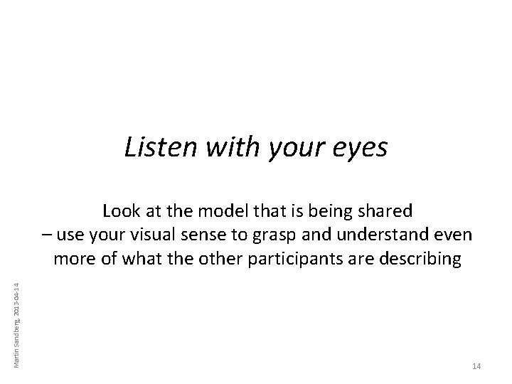 Listen with your eyes Martin Sandberg, 2013 -04 -14 Look at the model that Listen with your eyes Martin Sandberg, 2013 -04 -14 Look at the model that
