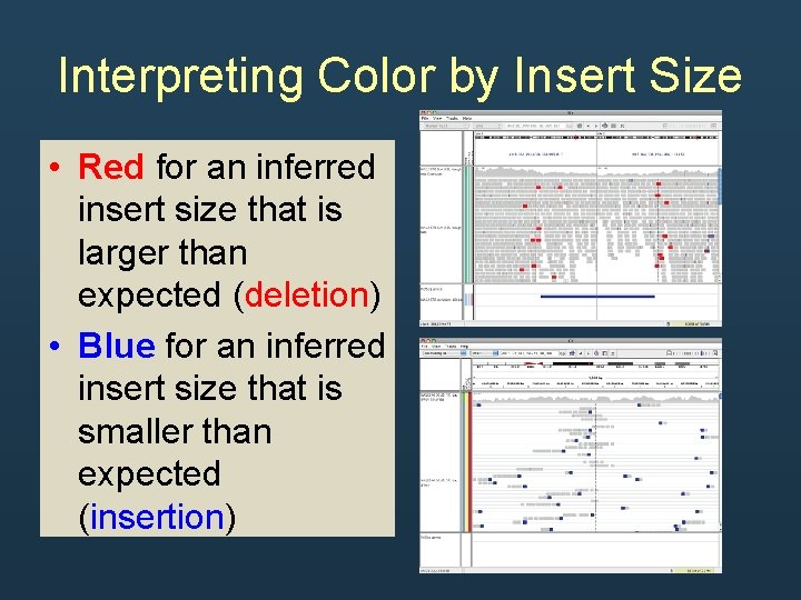 Interpreting Color by Insert Size • Red for an inferred insert size that is Interpreting Color by Insert Size • Red for an inferred insert size that is