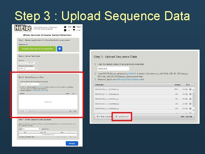 Step 3 : Upload Sequence Data Step 3 : Upload Sequence Data