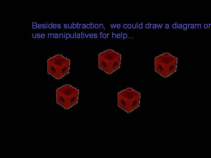 Besides subtraction, we could draw a diagram or use manipulatives for help… Besides subtraction, we could draw a diagram or use manipulatives for help…