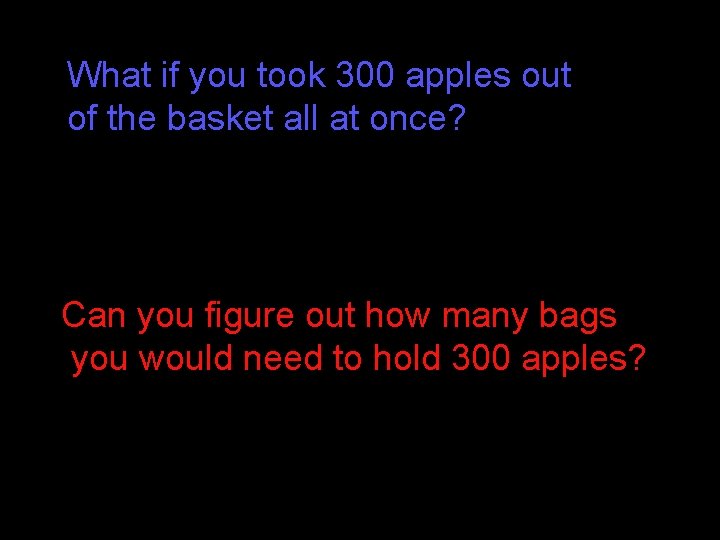 What if you took 300 apples out of the basket all at once? Can What if you took 300 apples out of the basket all at once? Can