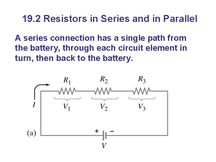 19. 2 Resistors in Series and in Parallel A series connection has a single