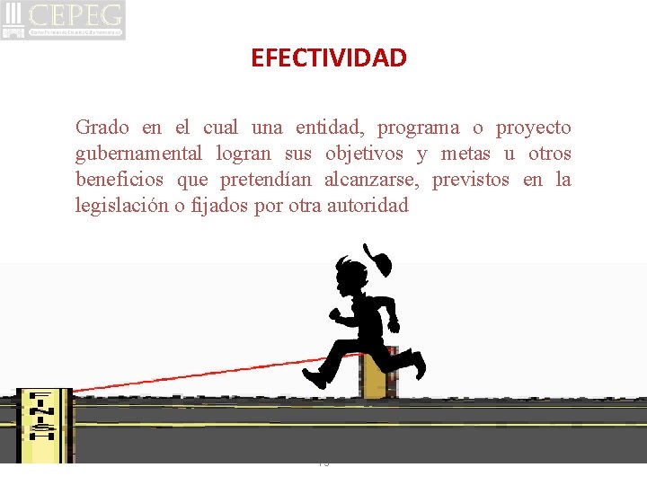 EFECTIVIDAD Grado en el cual una entidad, programa o proyecto gubernamental logran sus objetivos