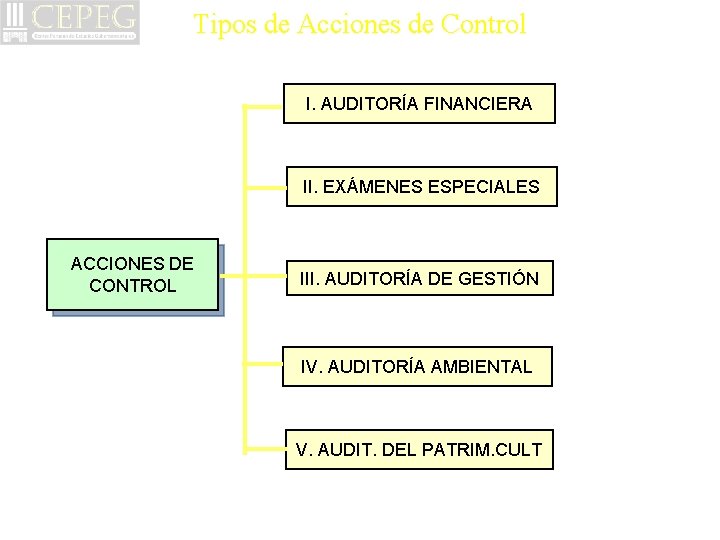 Tipos de Acciones de Control I. AUDITORÍA FINANCIERA II. EXÁMENES ESPECIALES ACCIONES DE CONTROL