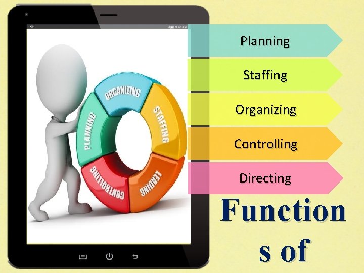 Planning Staffing Organizing Controlling Directing Function s of 