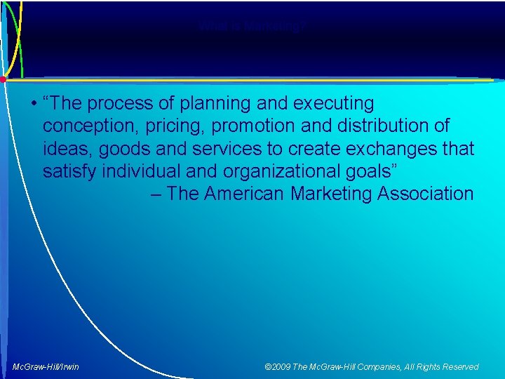What is Marketing? • “The process of planning and executing conception, pricing, promotion and