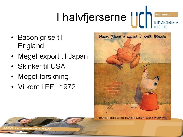 I halvfjerserne • Bacon grise til England • Meget export til Japan • Skinker