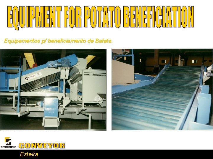 Equipamentos p/ beneficiamento de Batata. Esteira 