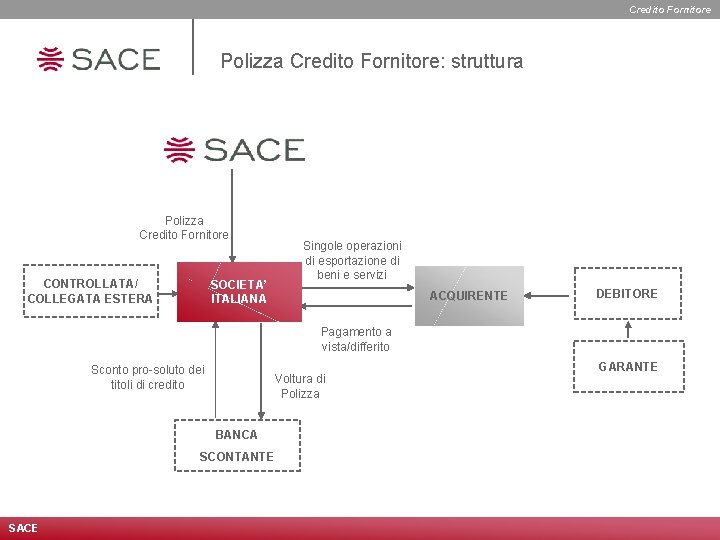 Credito Fornitore Polizza Credito Fornitore: struttura Polizza Credito Fornitore CONTROLLATA/ COLLEGATA ESTERA Singole operazioni
