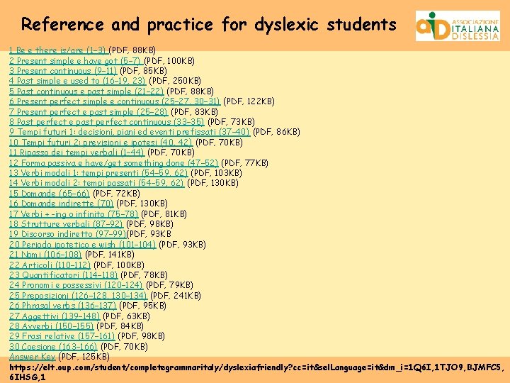 Reference and practice for dyslexic students 1 Be e there is/are (1– 3) (PDF,