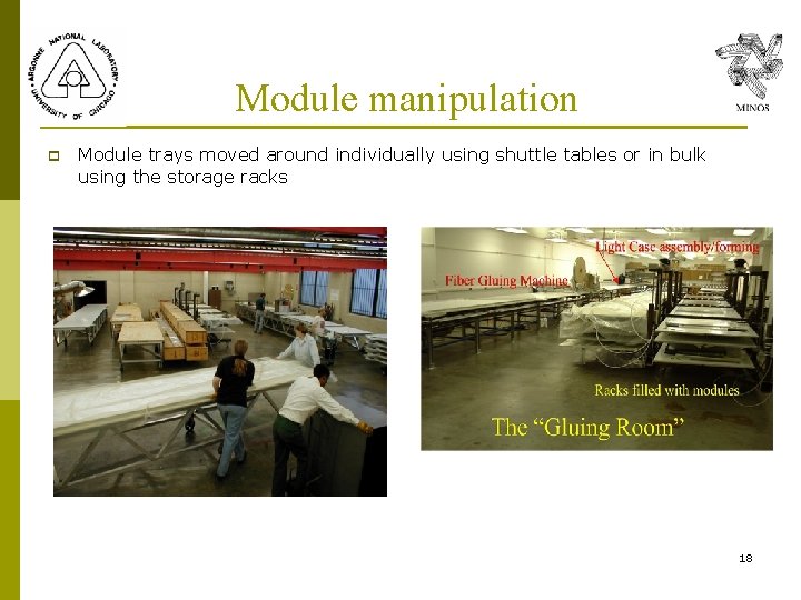 Module manipulation p Module trays moved around individually using shuttle tables or in bulk Module manipulation p Module trays moved around individually using shuttle tables or in bulk