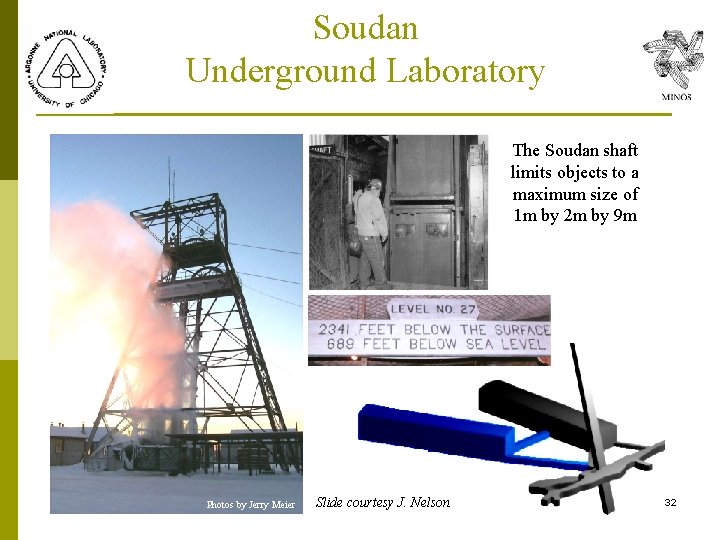 Soudan Underground Laboratory The Soudan shaft limits objects to a maximum size of 1 Soudan Underground Laboratory The Soudan shaft limits objects to a maximum size of 1