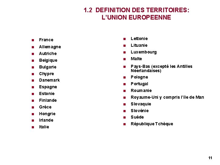 1. 2 DEFINITION DES TERRITOIRES: L’UNION EUROPEENNE < France < Lettonie < Allemagne < 1. 2 DEFINITION DES TERRITOIRES: L’UNION EUROPEENNE < France < Lettonie < Allemagne <